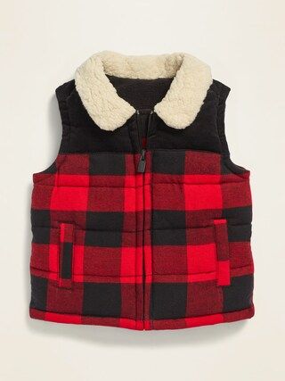 Unisex Sherpa-Collar Flannel Vest for Baby | Old Navy (US)