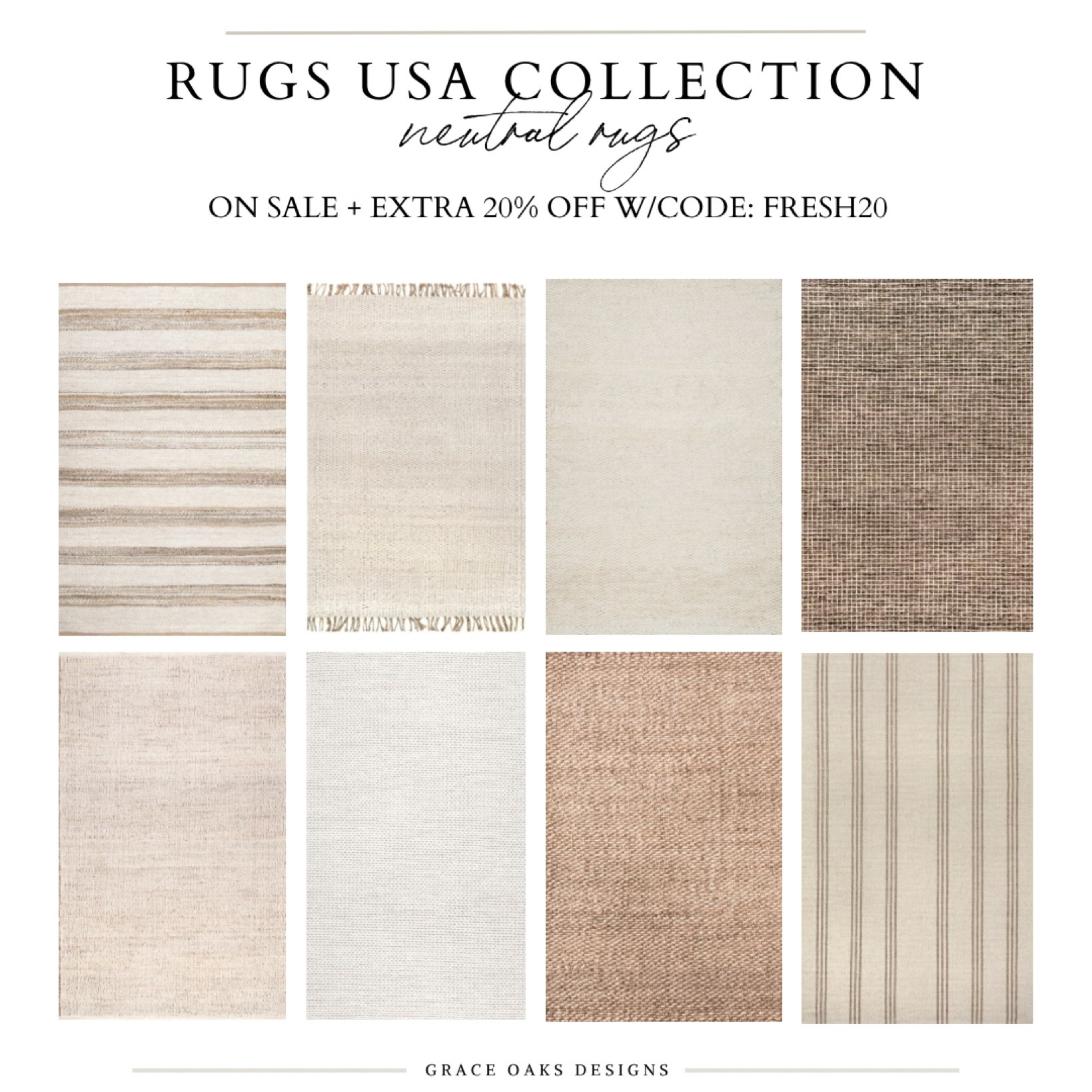 favorite neutral rugs on sale + extra 20% off w/code: FRESH20
all my jute + wool rugs are from rugs USA the best rugs & prices 

Jute rug. Neutral rug. Rugs. Wool rug. Stripe rug. Spring decor. Home decor. Runner. Kitchen runner. Hall runner. Rug. Rugs USA

#LTKhome #LTKsalealert #LTKfindsunder100