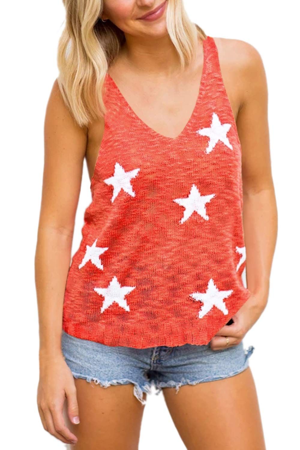 COCOLEGGINGS Summer Scoop Neck Knit Cami Tank Tops Loose Sleeveless Blouse Shirts | Amazon (US)
