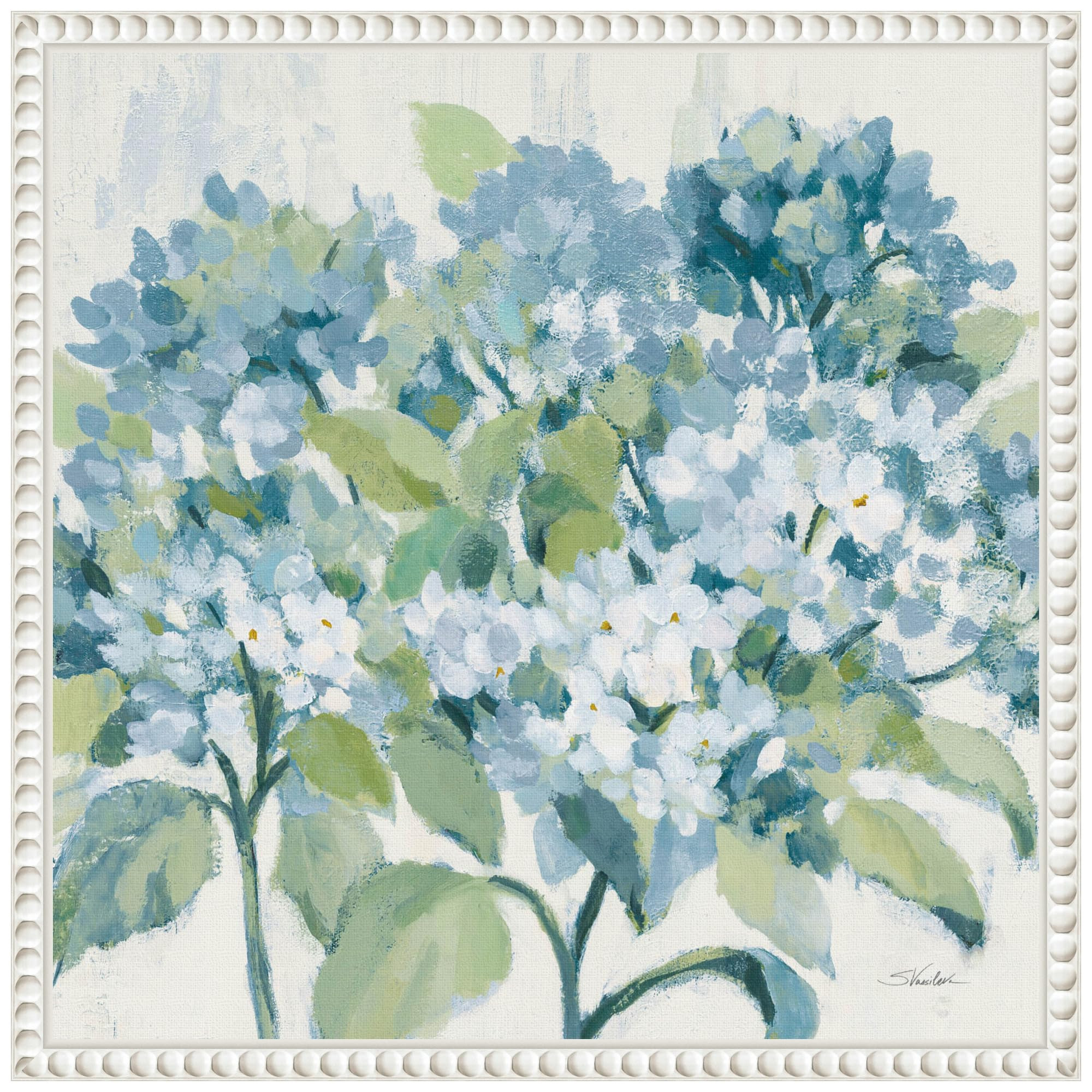 Amanti Art Framed Canvas Wall Art 16x16 Romantic Hydrangeas Blue by Silvia Vassileva, Framed Wall... | Amazon (US)