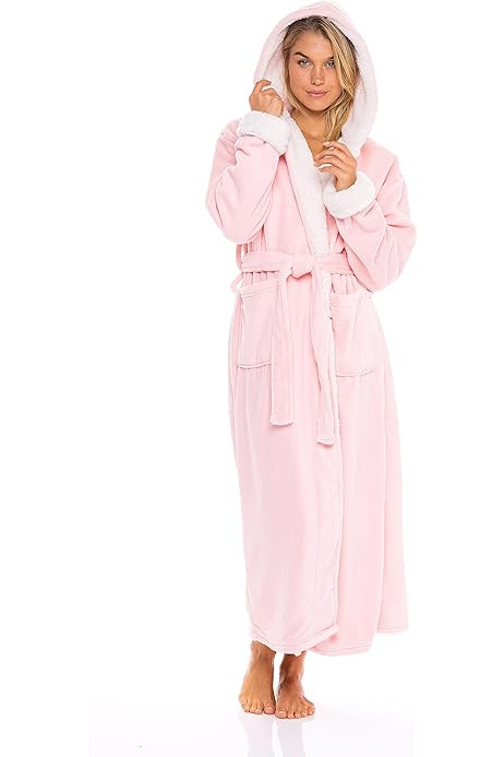 Alexander Del Rossa Women's Warm Fleece Winter Robe with Hood, Long Plush Hooded Bathrobe | Amazon (US)