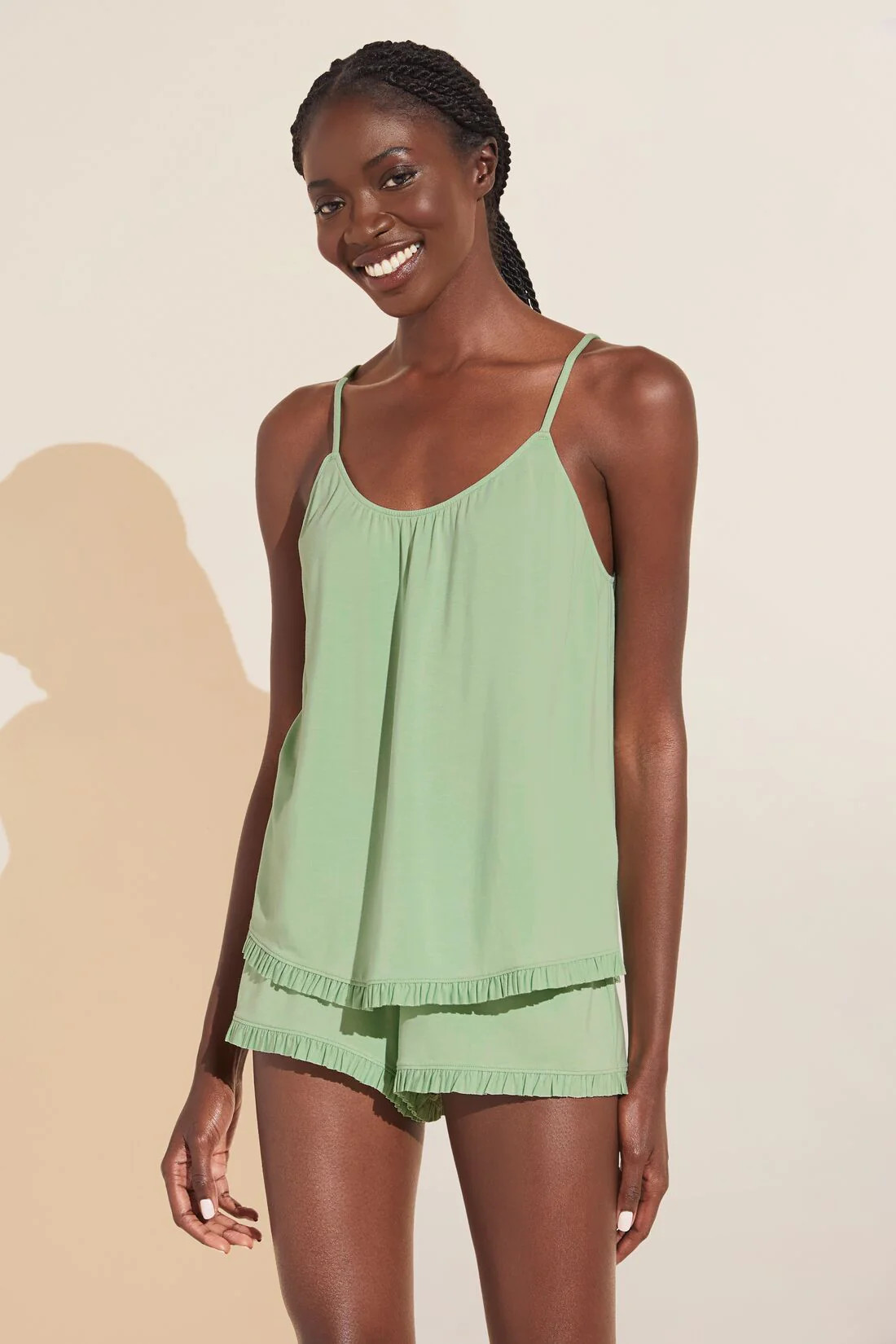Gisele TENCEL™ Modal Ruffle Cami & Short Set - Pistachio | Eberjey