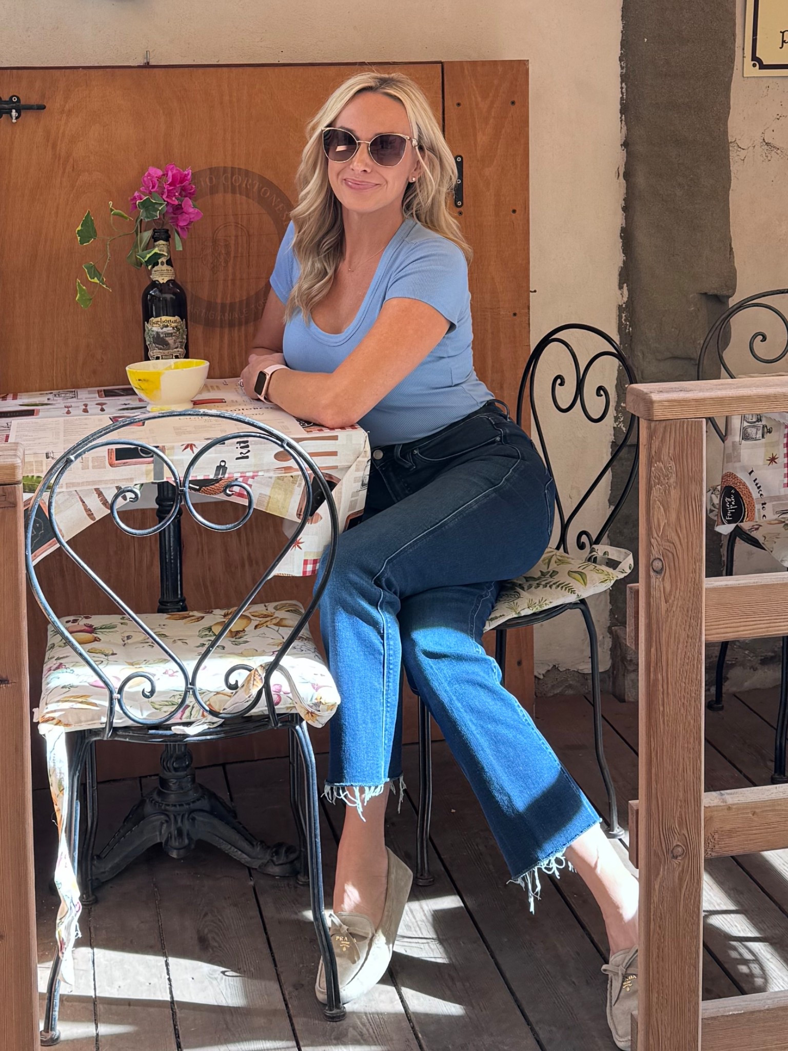 Tuscany sightseeing outfit. Comfortable, yet polished. Italy travel outfit  

Prada sunglasses, Prada loafers, Good American jeans and Travis Mathew’s ribbed tshirt. 

#LTKTravel #LTKOver40 #LTKStyleTip