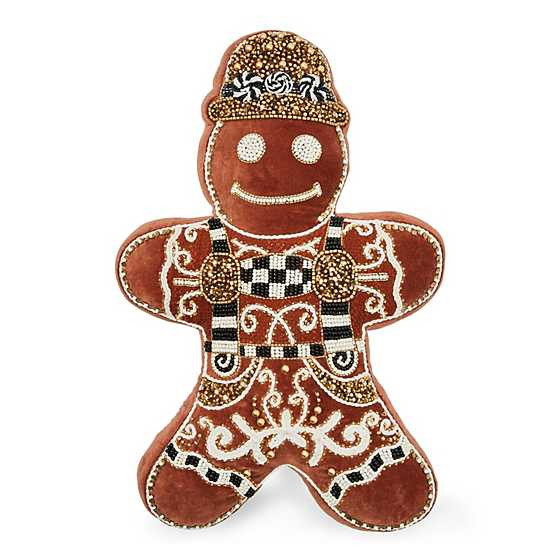 Gingerbread Boy Shaped Throw Pillow | MacKenzie-Childs