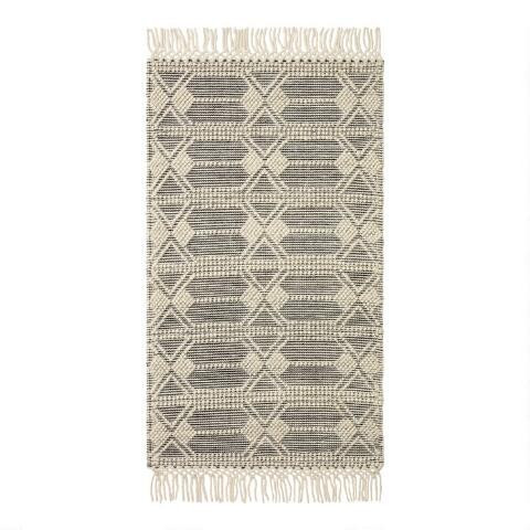 Black and Ivory Moroccan Style Sweater Wool Barret Area Rug | World Market