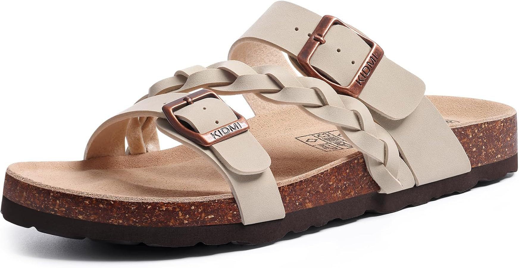 KIDMI Women's Cork Footbed Sandals with Arch Support Comfortable Slip-On Slide Sandals With Adjus... | Amazon (US)