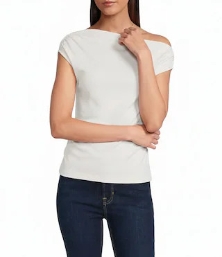 SPANX® Ribbed Knit Off-The-Shoulder Ruched Top | Dillard's