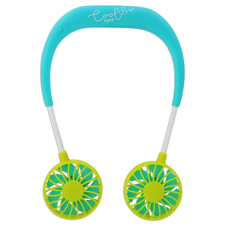 Banzai Wearable Green 3-Speed Neck Fan, Rechargeable USB, Ages 14 & Up, Unisex | Walmart (US)