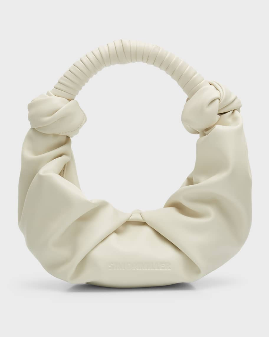 SIMONMILLER Lopsy Ruched Faux-Leather Top-Handle Bag | Neiman Marcus