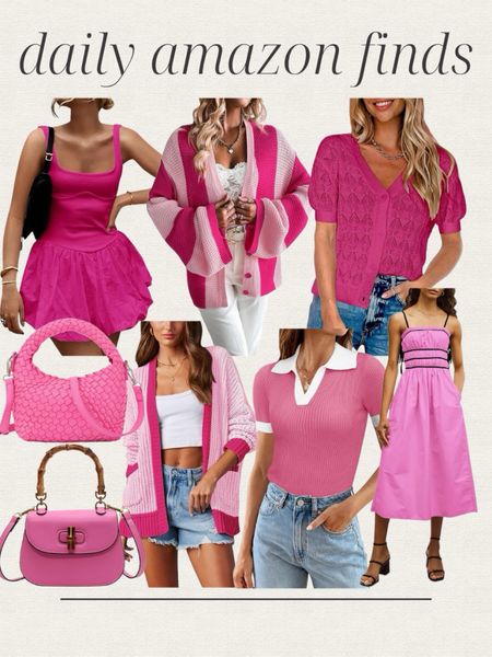 Daily Amazon finds, pink outfits, vacation outfits, mini dress, midi dress, sweater, cardigan, short sleeve sweater, crossbody handbag, pink handbag, spring outfits, casual outfits 

#LTKItBag #LTKFindsUnder50 #LTKStyleTip