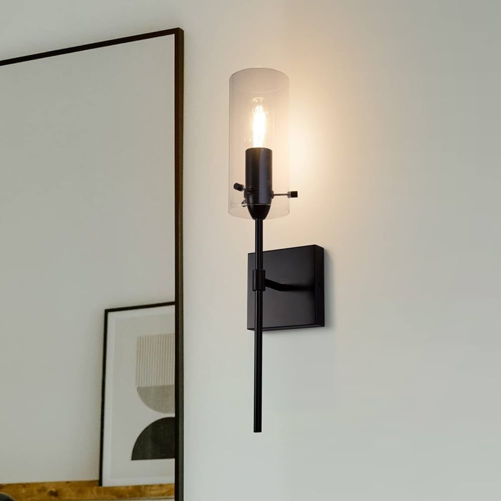 GZDEZCL Black Wall Sconce Modern Bathroom Vanity Light Fixtures 1 Light Indoor Wall Light Fixture... | Amazon (US)