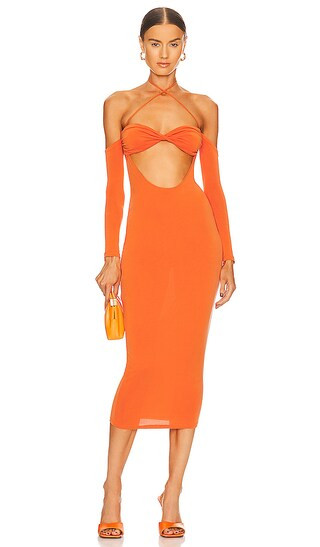 Harmony Midi Dress in Sunset Orange | Revolve Clothing (Global)