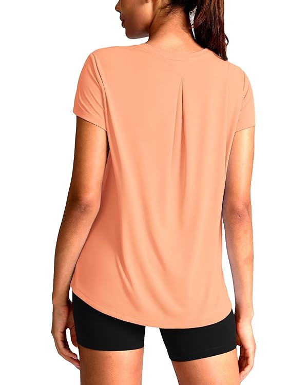SANTINY Short Sleeve Workout Tops for Women Loose Fit Yoga T-Shirts Lightweight Breathable Runnin... | Amazon (US)