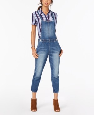 Dollhouse Juniors' Cropped Denim Overalls | Macys (US)