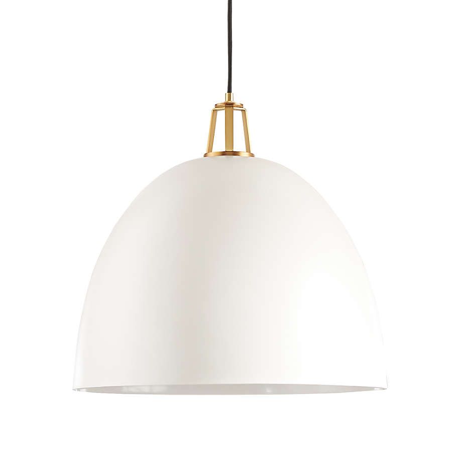 Maddox White Dome Pendant Large with Nickel Socket | Crate & Barrel | Crate & Barrel