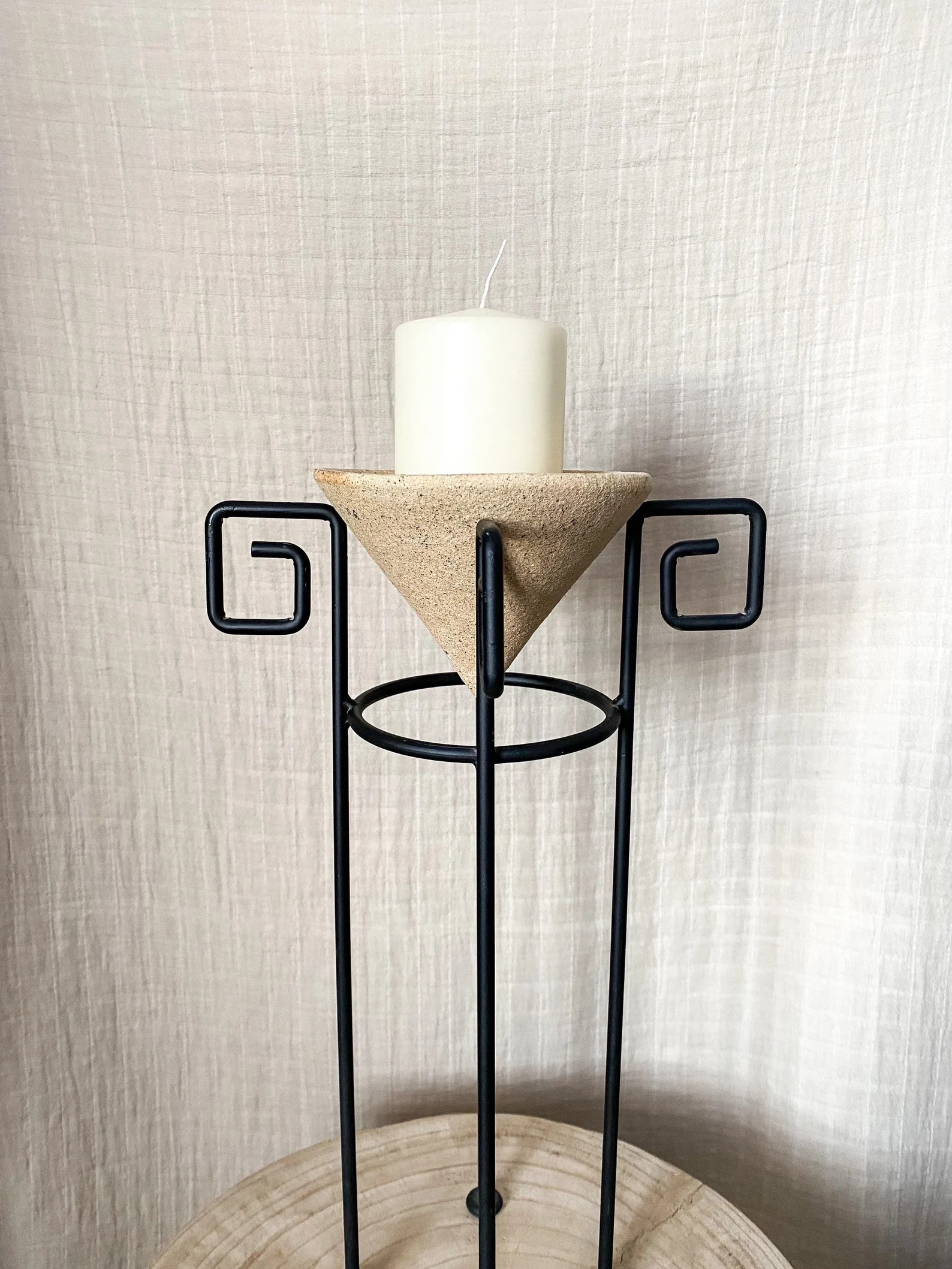 Iron Pillar Candle Holder With Clay Bowl | Etsy | Etsy (US)