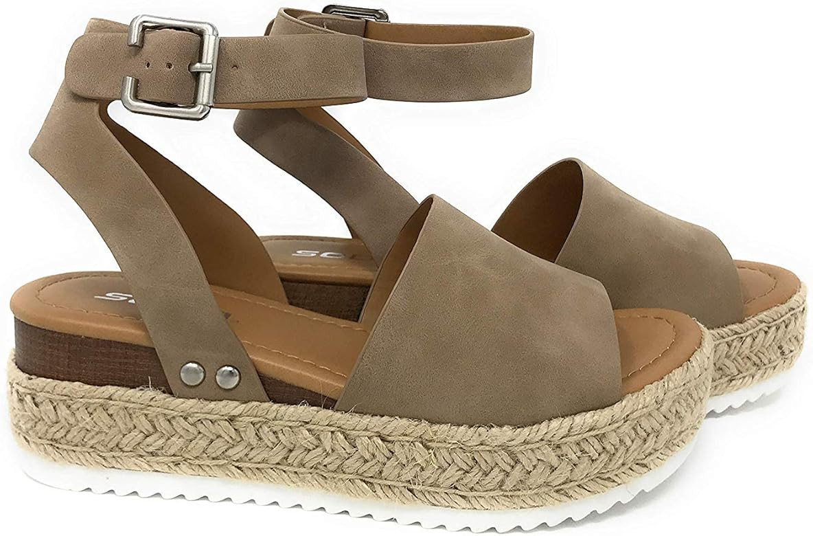 Soda Womens VALETT Open Toe Casual Ankle Strap Sandals | Amazon (US)