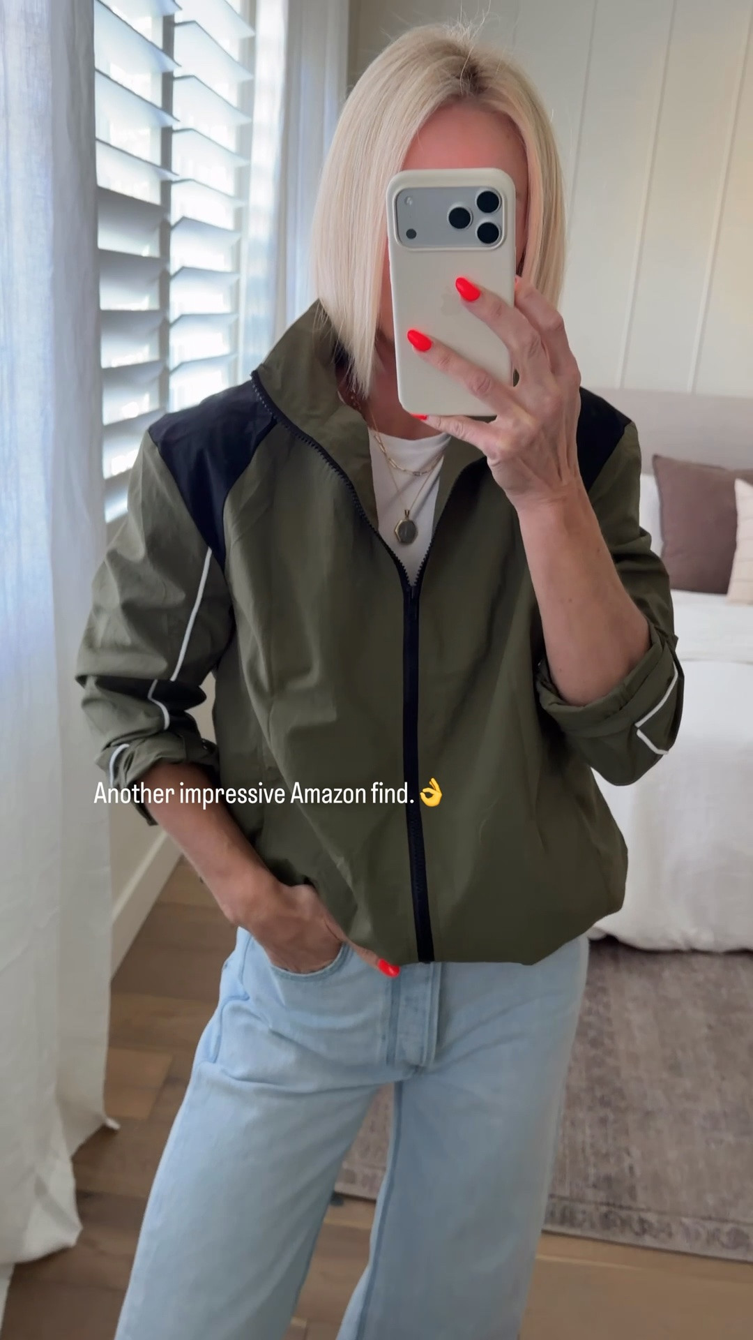 Another great Amazon jacket! 
A few more color ways available.
Found these cropped jeans in a few similar washes — they fit big so size down.