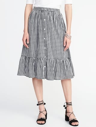 Old Navy Womens Button-Front Midi Skirt For Women Gingham Size L | Old Navy US