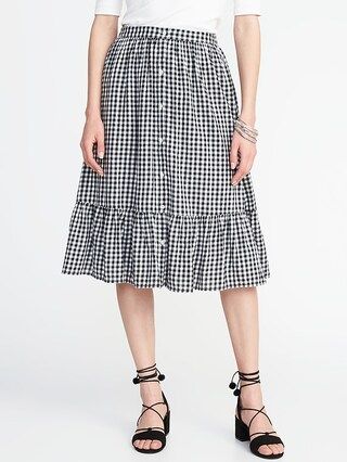 Old Navy Womens Button-Front Midi Skirt For Women Gingham Size L | Old Navy US