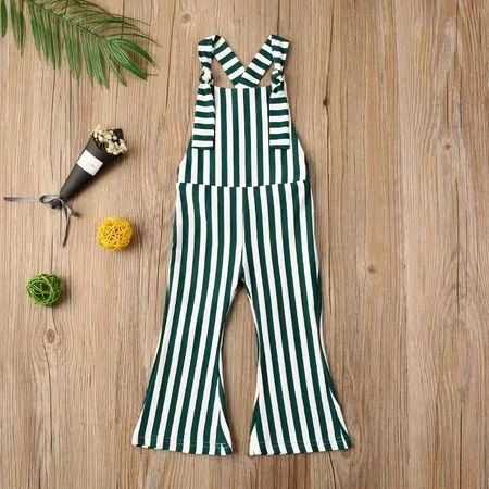 Infants Girl Romper Baby Overall Summer Flat Neck Sleeveless Striped Wide-Leg Backless Jumpsuit | Walmart (US)