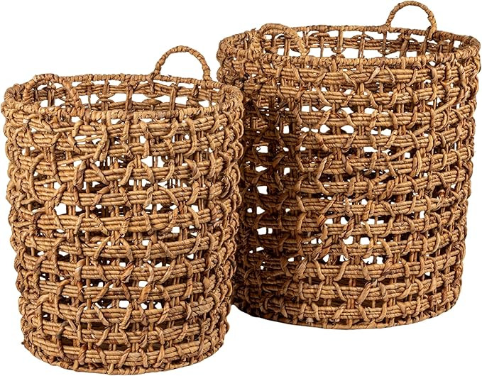 Creative Co-Op Round Water Hyacinth Baskets, Set of 2 | Amazon (US)