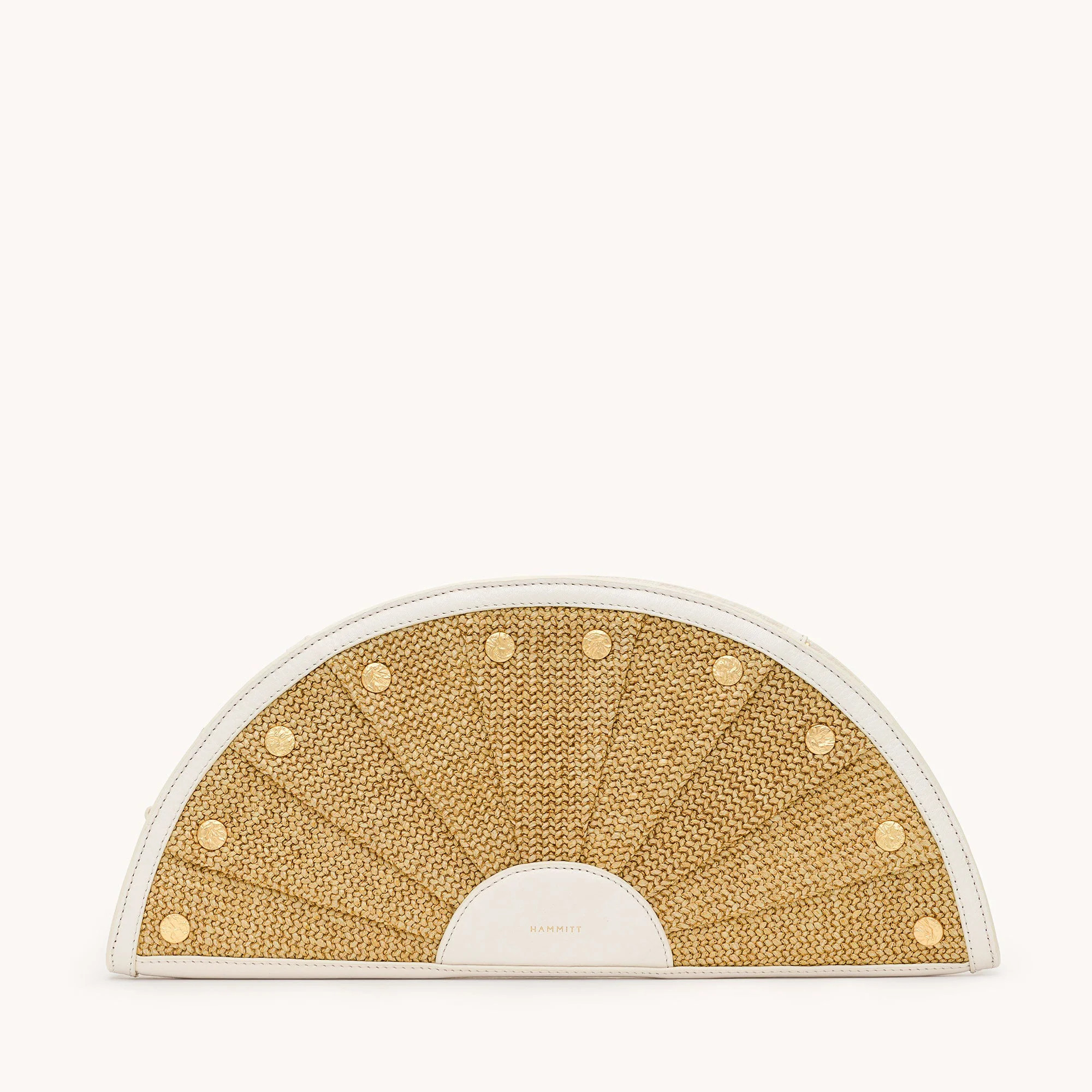 Shelley Clutch | Calla Lily White Raffia/Brushed Gold Hammered 840220525187 | Hammitt (US)