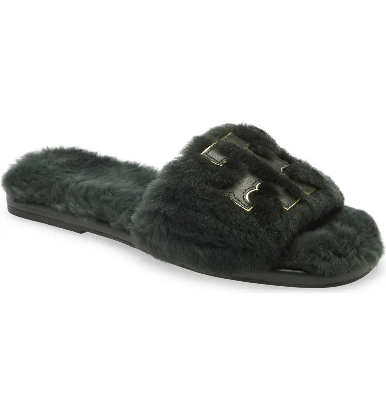 Double T Genuine Shearling Sport Slide Sandal | Nordstrom
