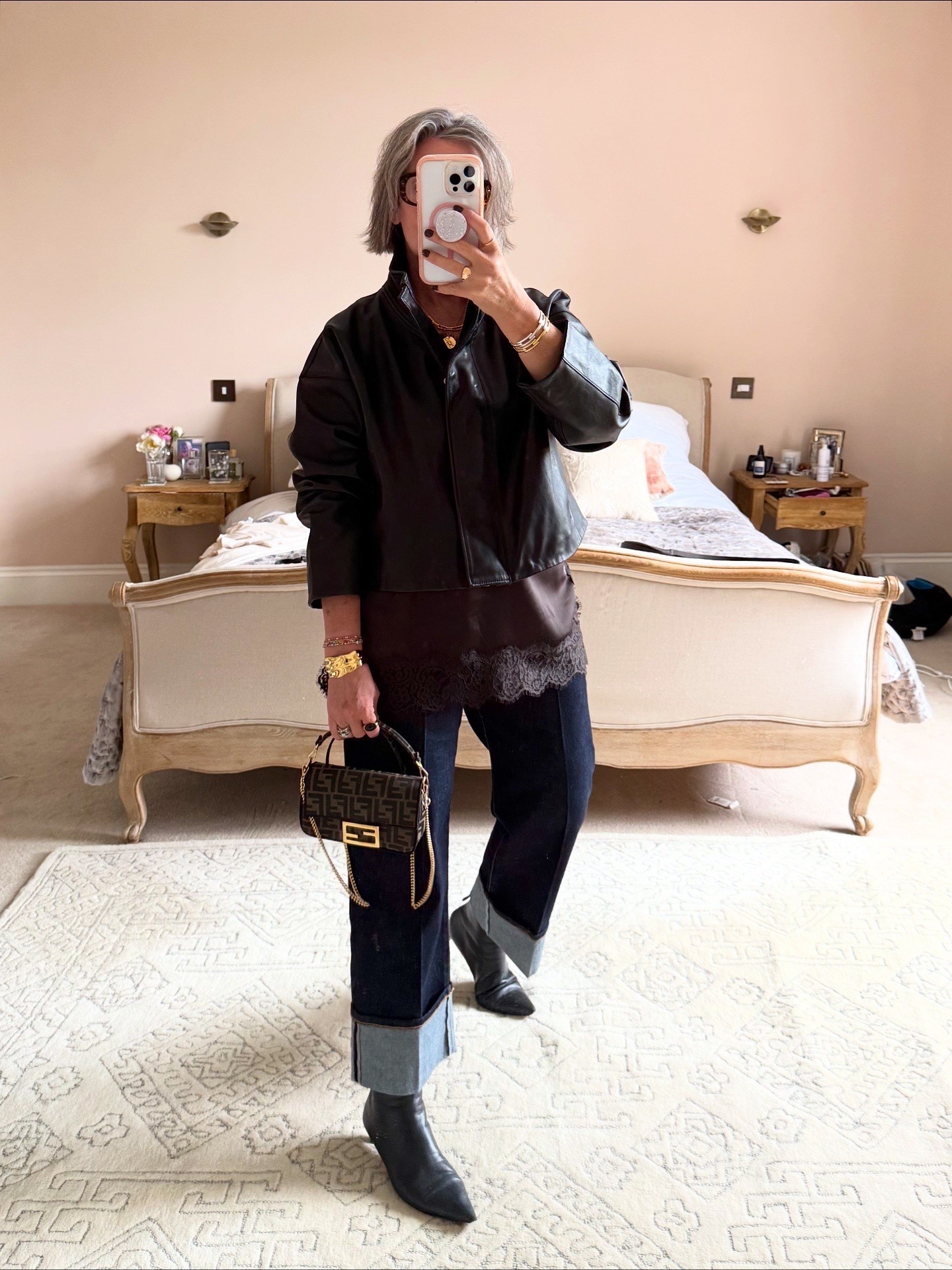 My go to out with the girls look

Jeans size 14
Leather Jacket size 12
Lace cami size medium 

#LTKdatenight #LTKover50style #LTKmidsize