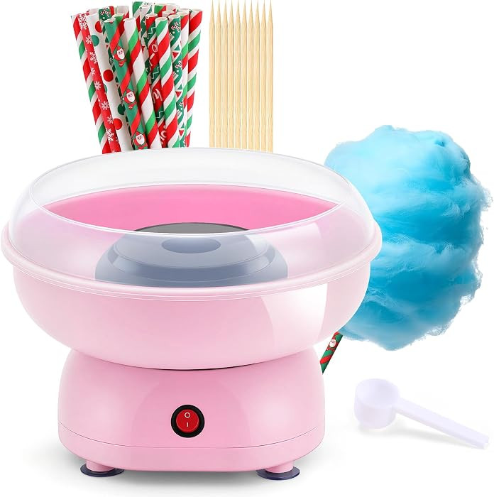 Cotton Candy Machine for Kids & Family, Mini Pink Vintage Cotton Candy Maker with 40 Sticks & Sug... | Amazon (US)