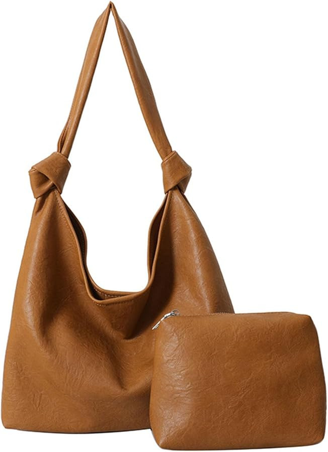 Slouchy Shoulder Bag for Women PU Leather Tote Bag Large Tote Bag Handbag Top-handle Shoulder Bag... | Amazon (US)