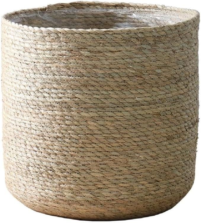 Flower Pots Cover Storage Basket Plant Containers Hand Woven Basket Planter with Plastic Liners f... | Amazon (US)
