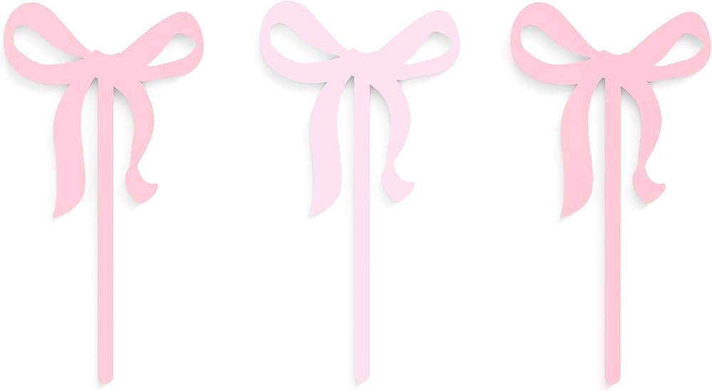 The Cotton & Canvas Co. Coquette Bow Acrylic Cupcake Toppers, Party Favors, Ribbon, Bridal Shower... | Amazon (US)