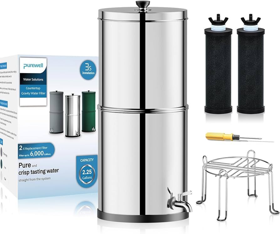 Purewell 3-Stage 0.01μm Ultra-Filtration Gravity Water Filter System, NSF/ANSI 42&372 Certificat... | Amazon (US)