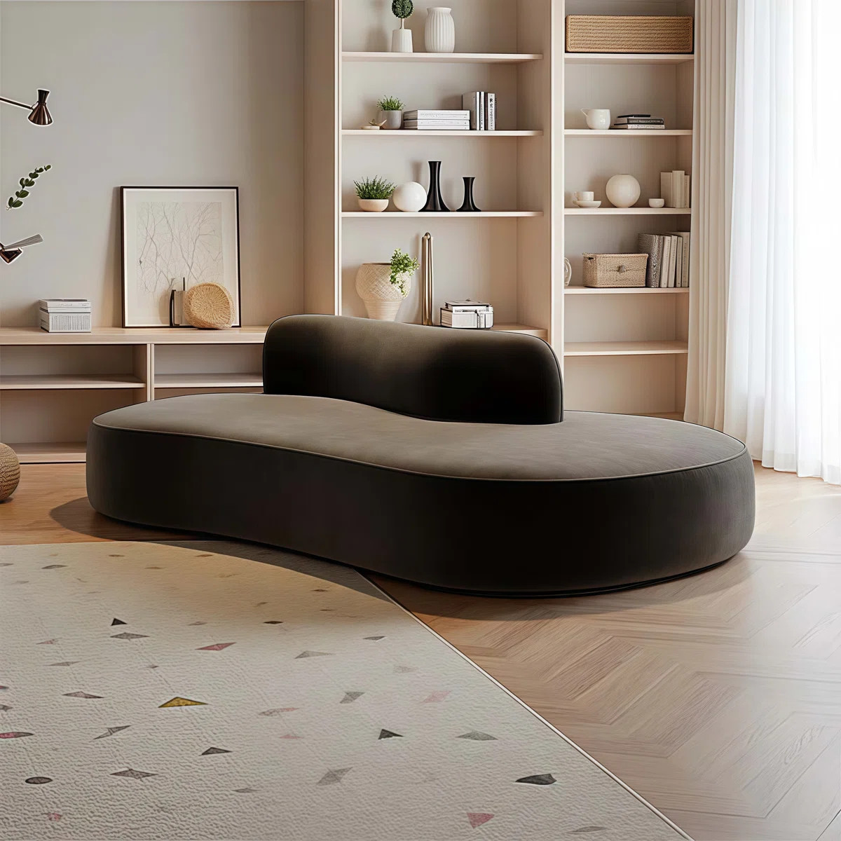 Modern Flannel Standard Double-sided Seating Solid Wood Frame Sofa | Wayfair North America