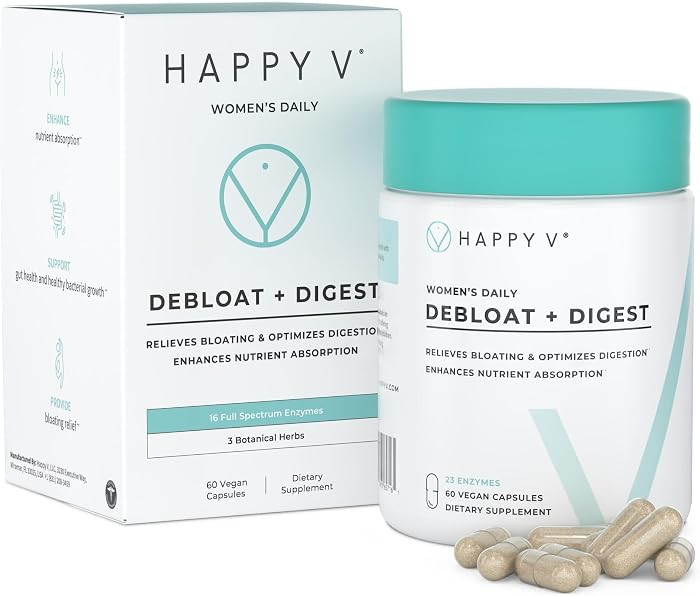 Happy V Debloat + Digest – Digestive Enzymes for Women to Support Bloating, Gas, Constipation, ... | Amazon (US)