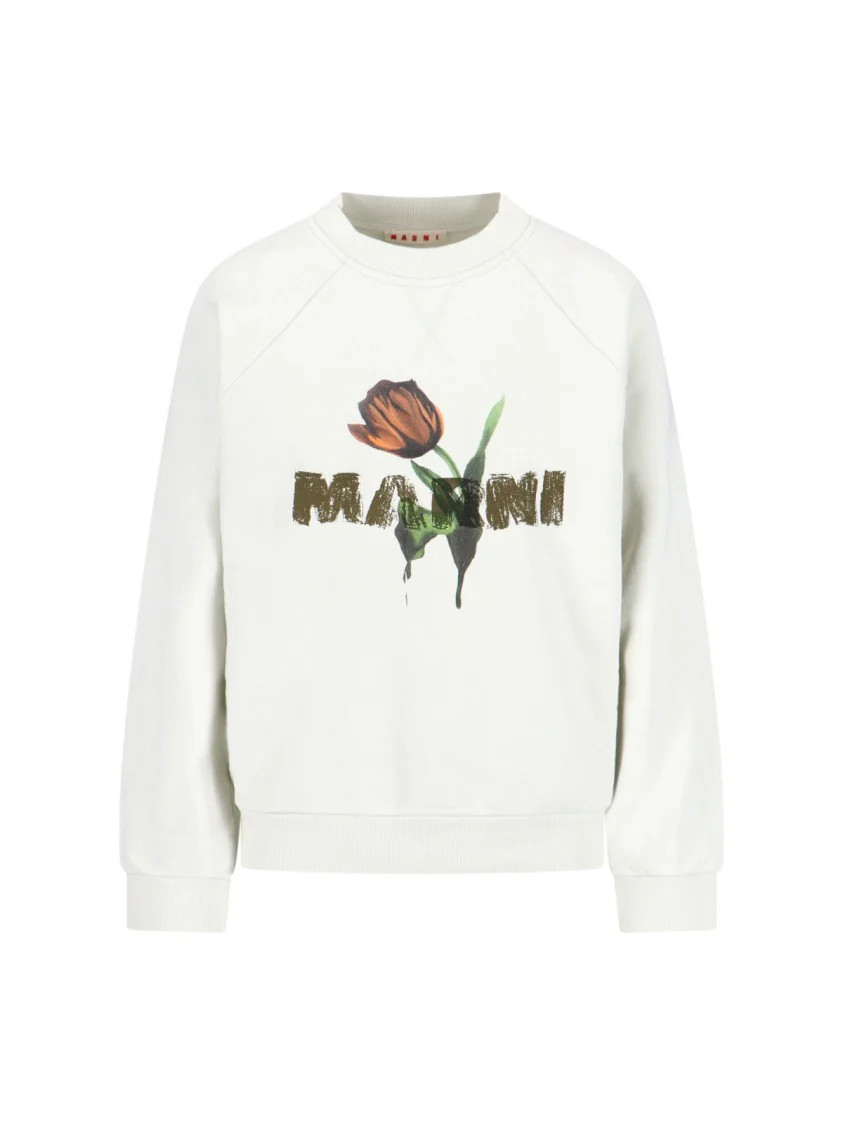 Logo Crewneck Sweatshirt - Cream | Shop Simon