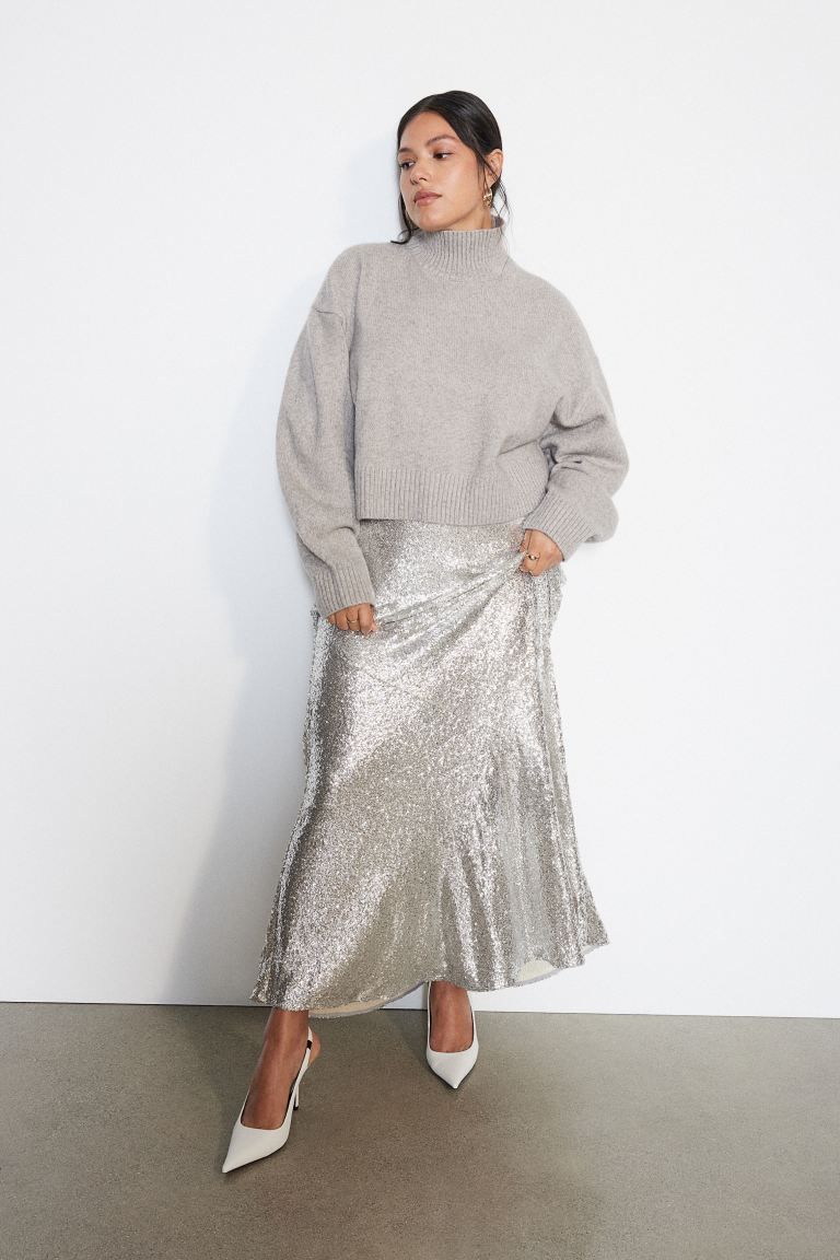 Oversized Mock-turtleneck Sweater - Light taupe - Ladies | H&M US | H&M (US + CA)