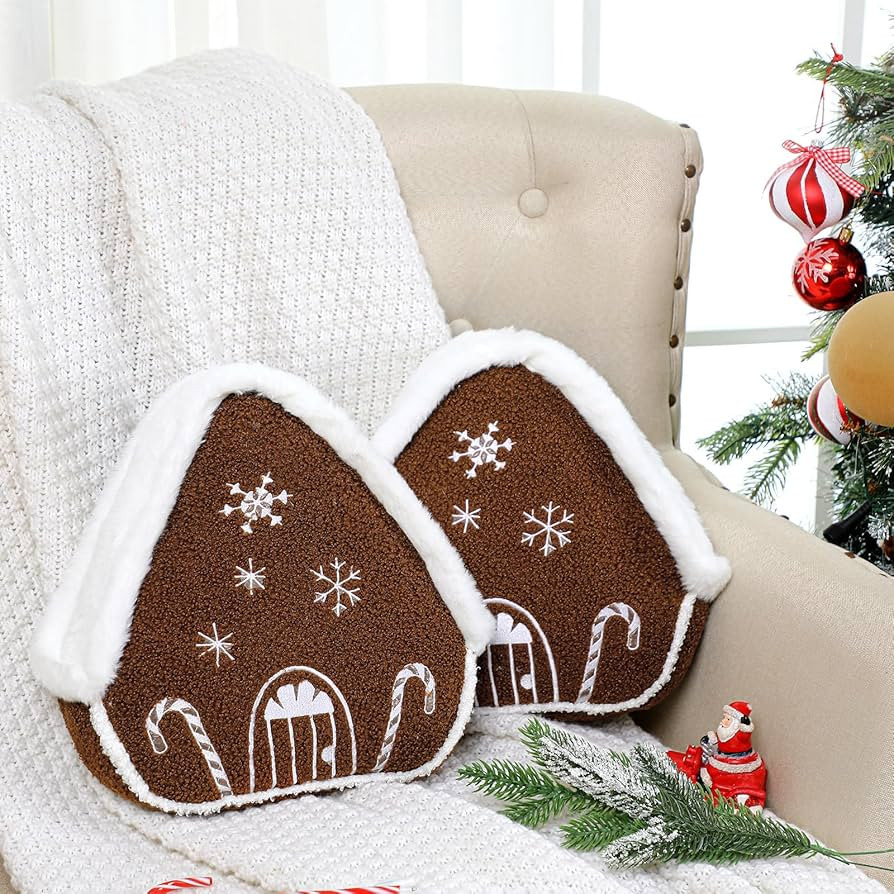 3 Pcs Christmas Gingerbread Pillows Decorative Throw Pillows Merry Christmas Stuffed Wool Pillows... | Amazon (US)
