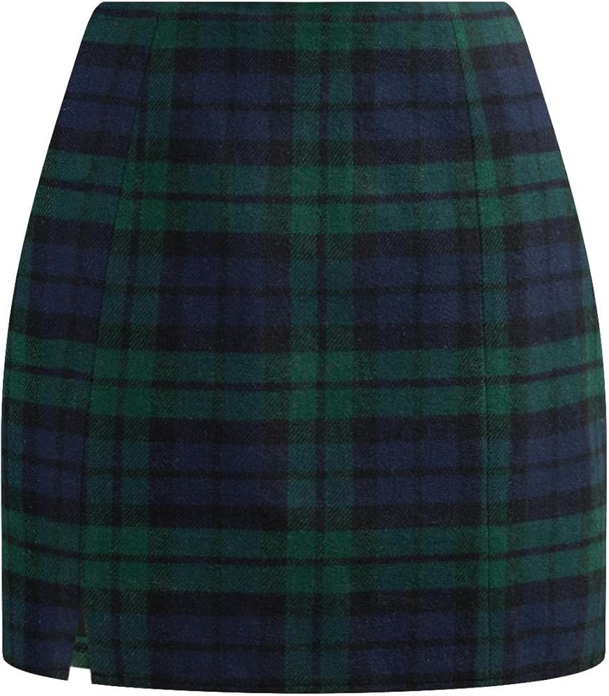NIMIN Plaid Mini Skirts for Women High Waist Fall Winter 2025 Bodycon Pencil A-Line Skirt | Amazon (US)