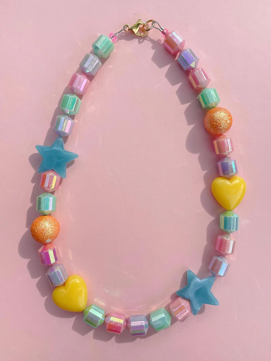 KIDS Beaded Heart & Star Necklace X SJO JEWELRY Pastel Girls Jewelry - Etsy | Etsy (Global)