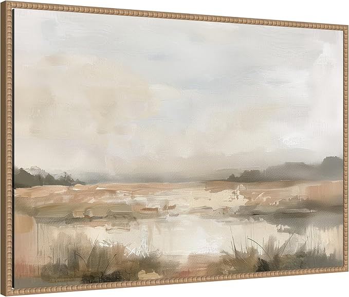 Kate and Laurel Framed Canvas Wall Art Print Neutral Abstract Landscape by The Creative Bunch Stu... | Amazon (US)
