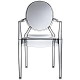 2xhome Smoke - Modern Contemporary Louis XIV Dining Chair Armchair Ghost Style Ghost Chair with Arms | Amazon (US)