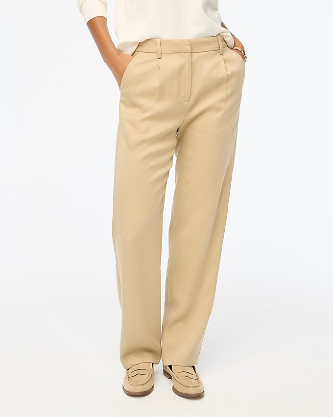 Wide-leg pleated twill trouser pant | J.Crew Factory