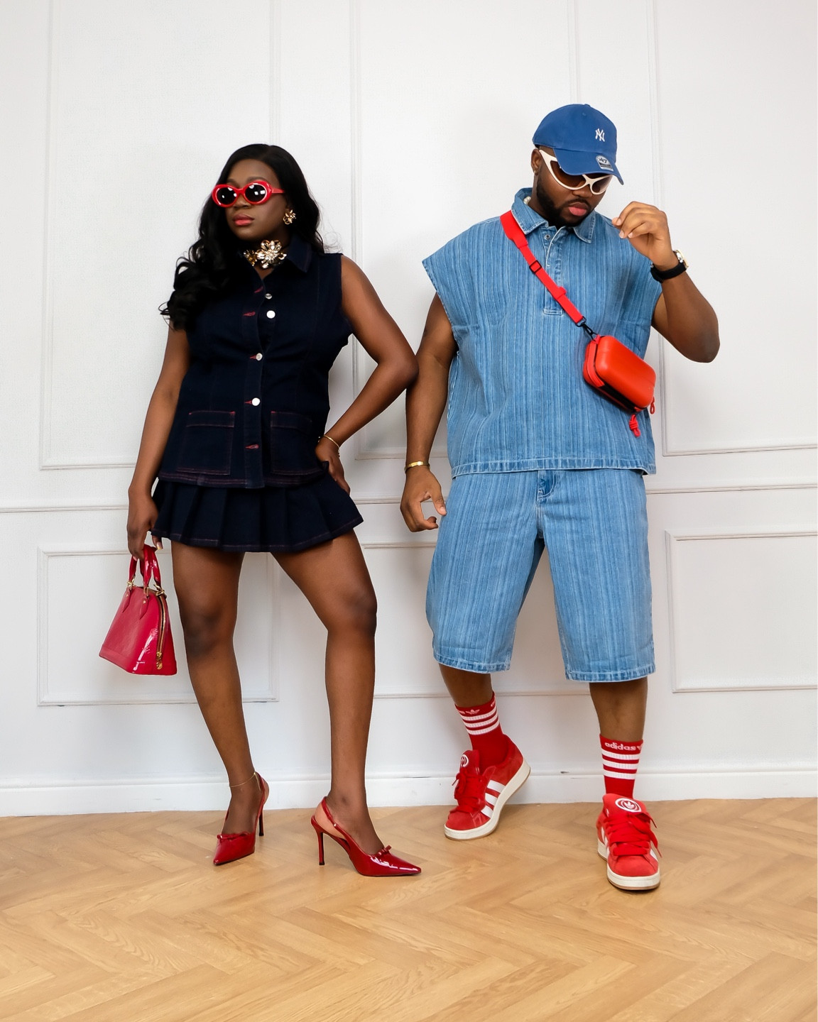 Denim co-ords from ASOS 

Couples outfit, his and hers, denim outfit, monochrome outfit, mini skirt, peach dress, red heels, red bag, Y2K sunglasses, adidas trainers,  red sneakers, ASOS, Louis Vuitton, Bershka #LTKSeasonal

#LTKeurope #LTKstyletip #LTKstyletip #LTKeurope #LTKsummer