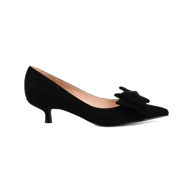 JOURNEE COLLECTION Womens Black Bow Accent Padded Orana Pointed Toe Kitten Heel Slip On Dress Pum... | Walmart (US)