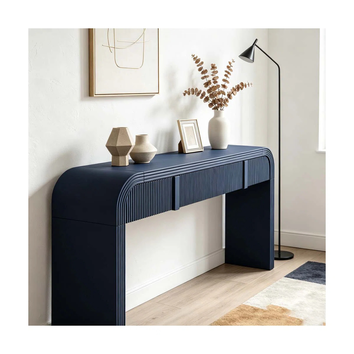 Modern Console Table with 2 Storage Drawers, Fluted Entryway Table with Rounded Silhouette | Wayfair North America