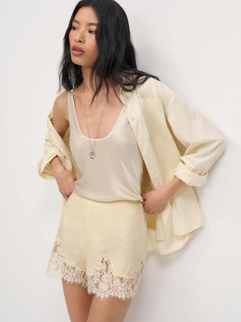 Reformation Fern Linen Short Ivory Large | Reformation (Global)