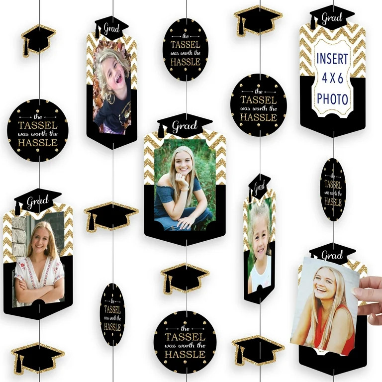 Big Dot of Happiness Gold Graduation Party Vertical Photo Garland 35 Pieces | Walmart (US)