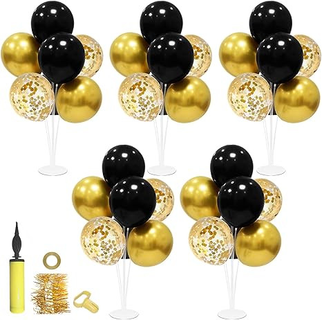 Black and Gold Balloon Stand Centerpiece Table Decorations Black and Gold Party Decorations for B... | Amazon (US)